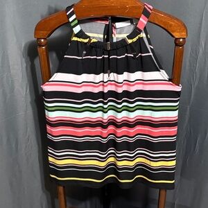New York & Company Multicolor Striped Halter Top
